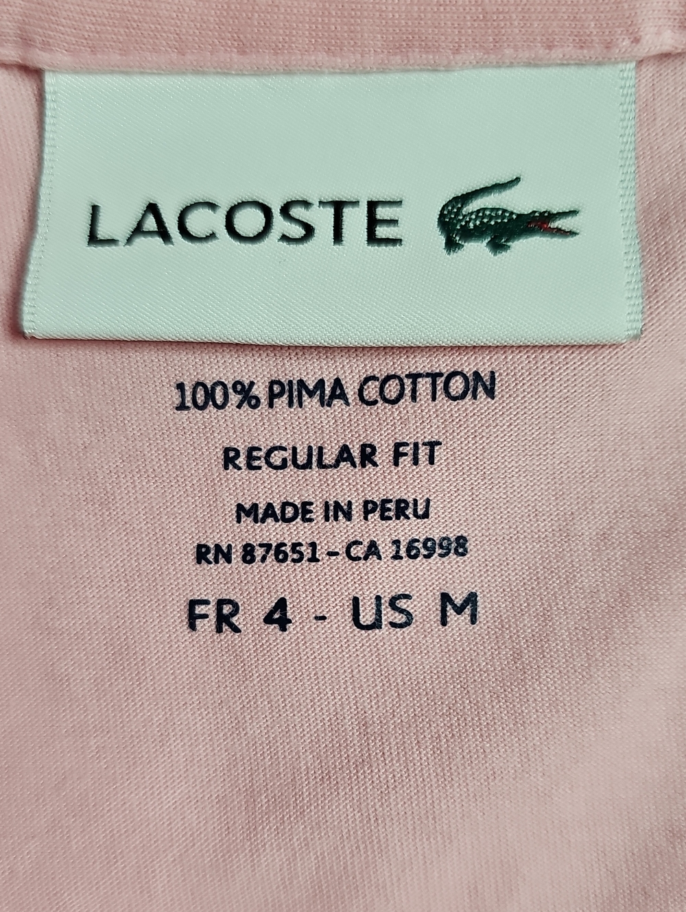 🐊Lacoste Light Pink Shortsleeve T-Shirt. Women's Size: Medium. Regular Fit. - Picture 6 of 12